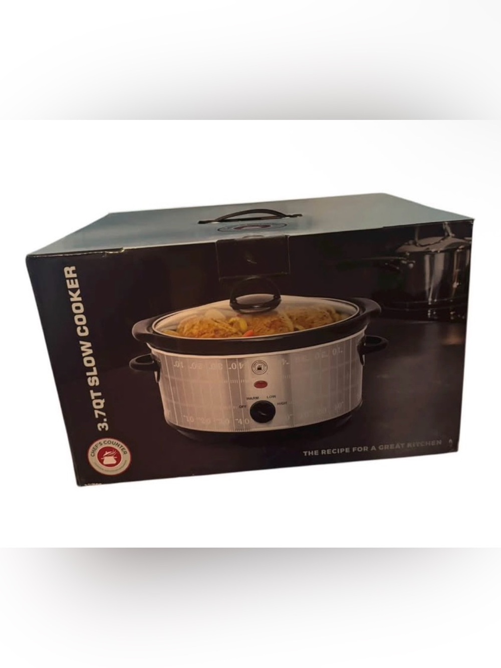 3.7QT Silver Slow Cooker with Glass Lid - Compact Crock Pot